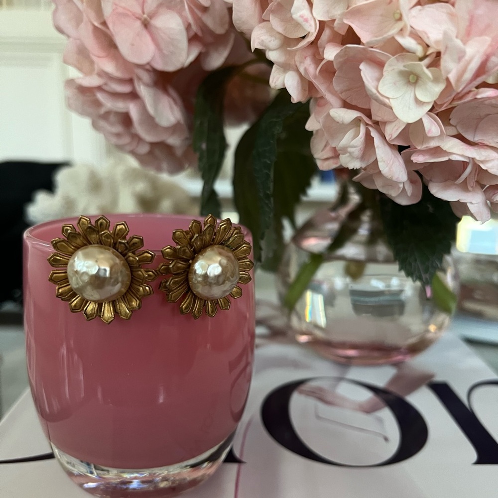 Miriam Haskel Pearl Sunflower Earrings